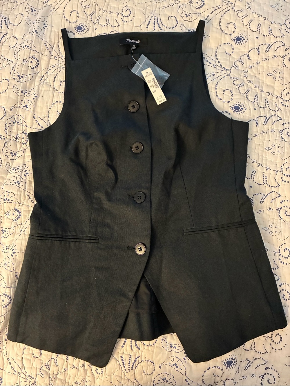 Madewell NWT black Button-Front Tailored Top - size 00